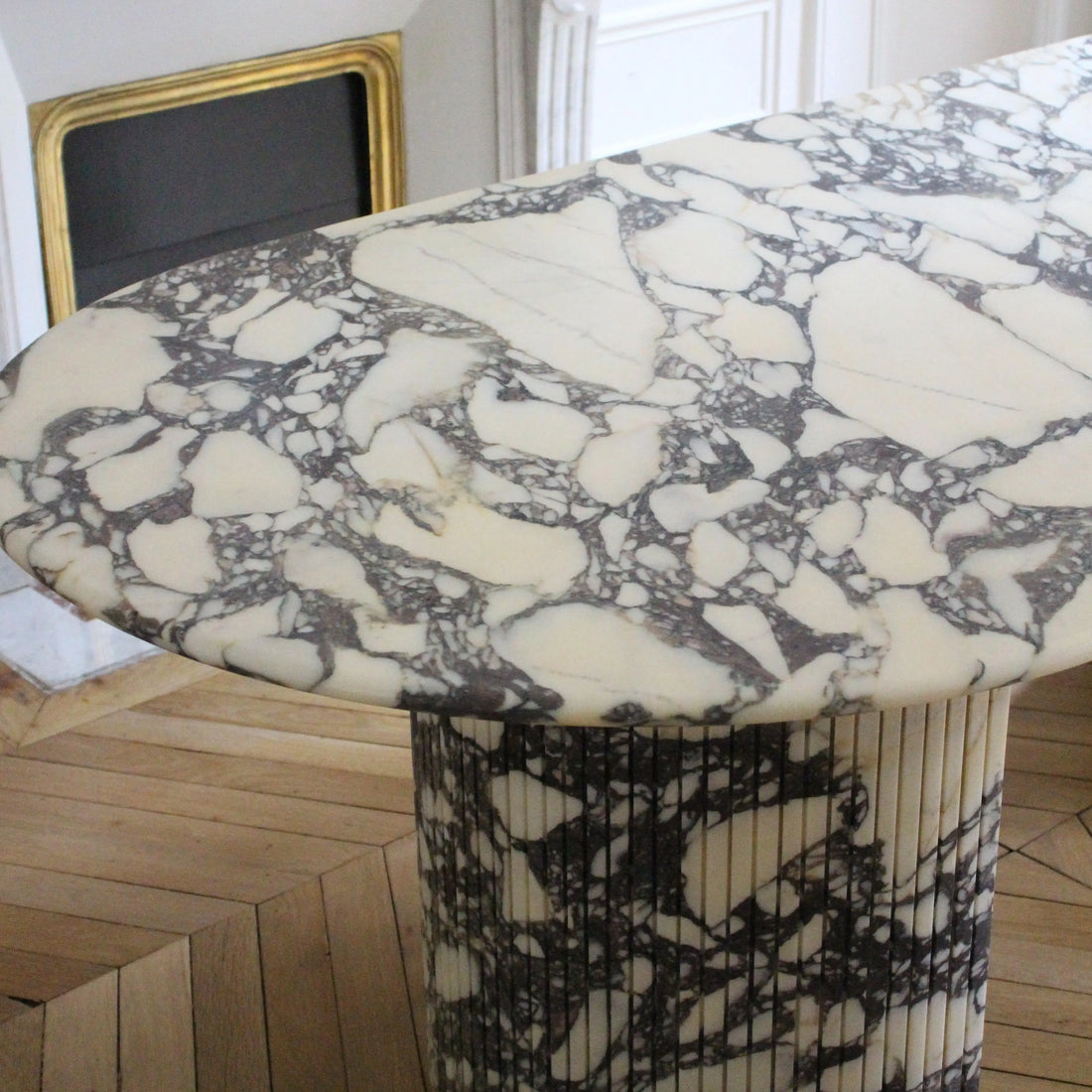 The Cameron Arabescato Natural Marble Stone Dining Table