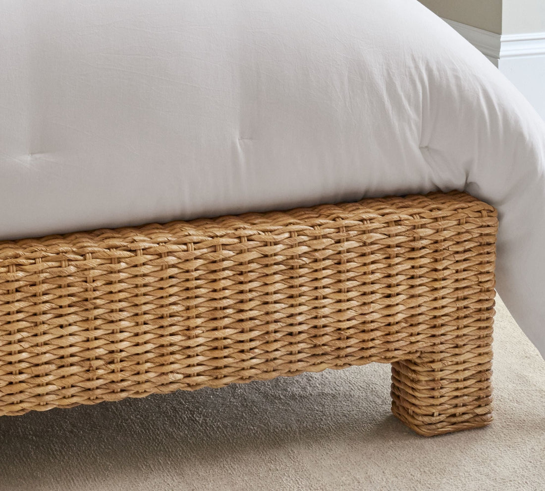 Amory Rattan Wood Bed Frame - HAVEN'S HOME