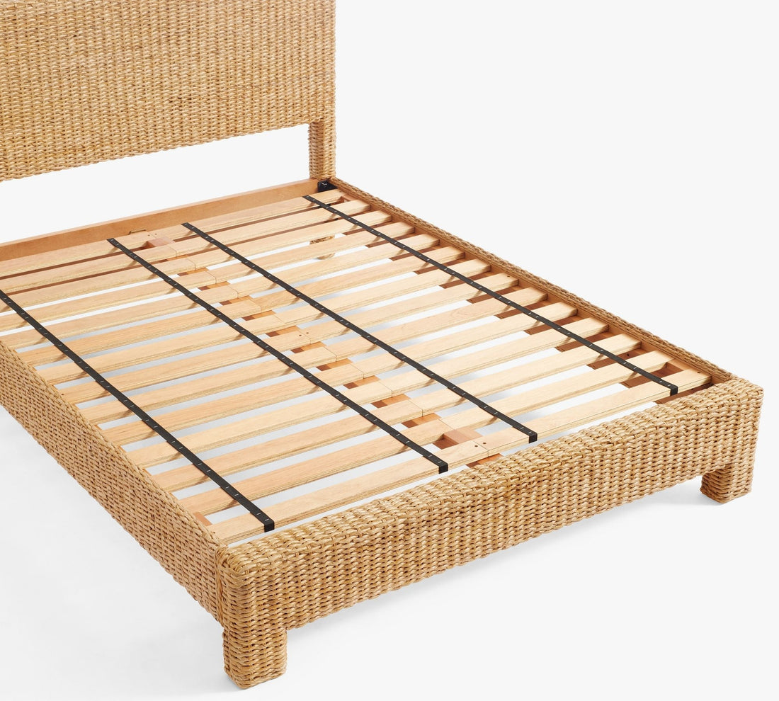 Amory Rattan Wood Bed Frame - HAVEN'S HOME