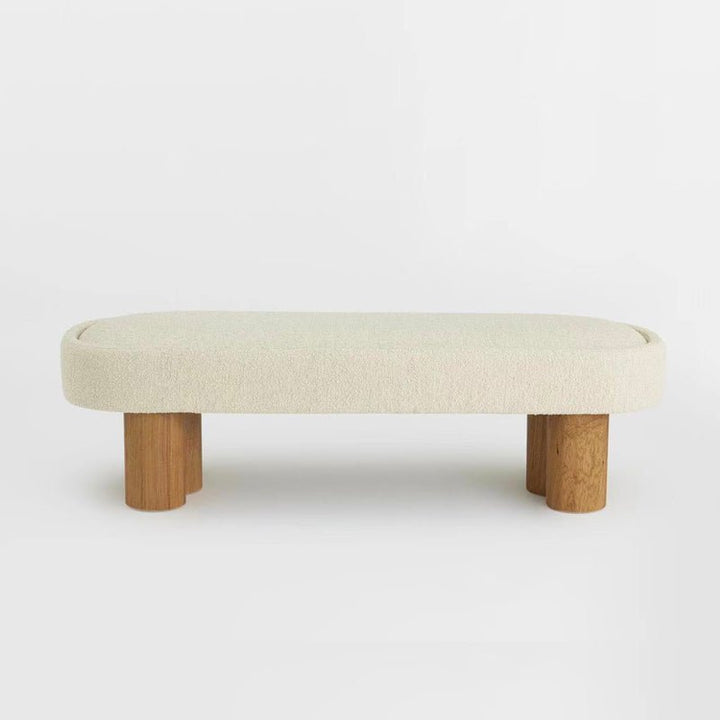 Blake Natural Wood Boucle Bench - HAVEN'S HOME