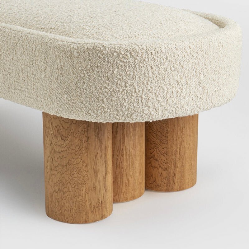 Blake Natural Wood Boucle Bench - HAVEN'S HOME