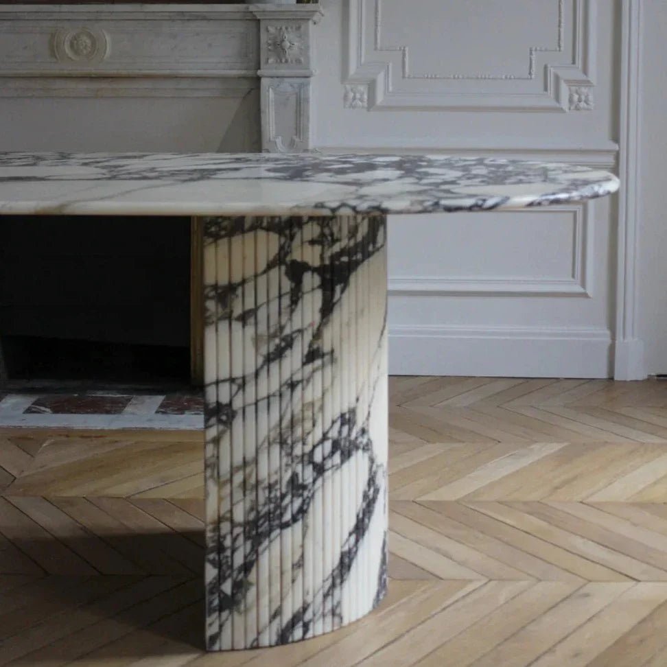 Cameron Arabescato Natural Marble Stone Dining Table - HAVEN'S HOME