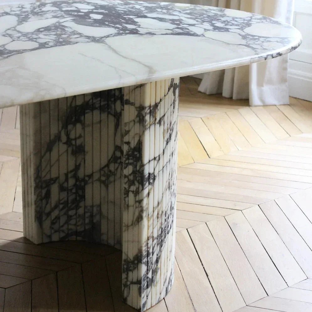 Cameron Arabescato Natural Marble Stone Dining Table - HAVEN'S HOME