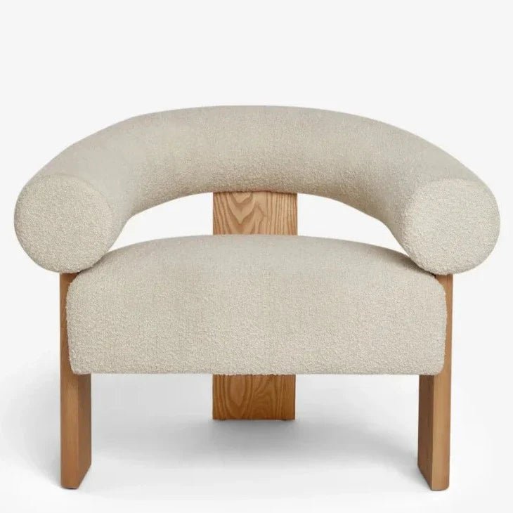 Kaye Natural Wood Boucle Lounge Chair - HAVEN'S HOME