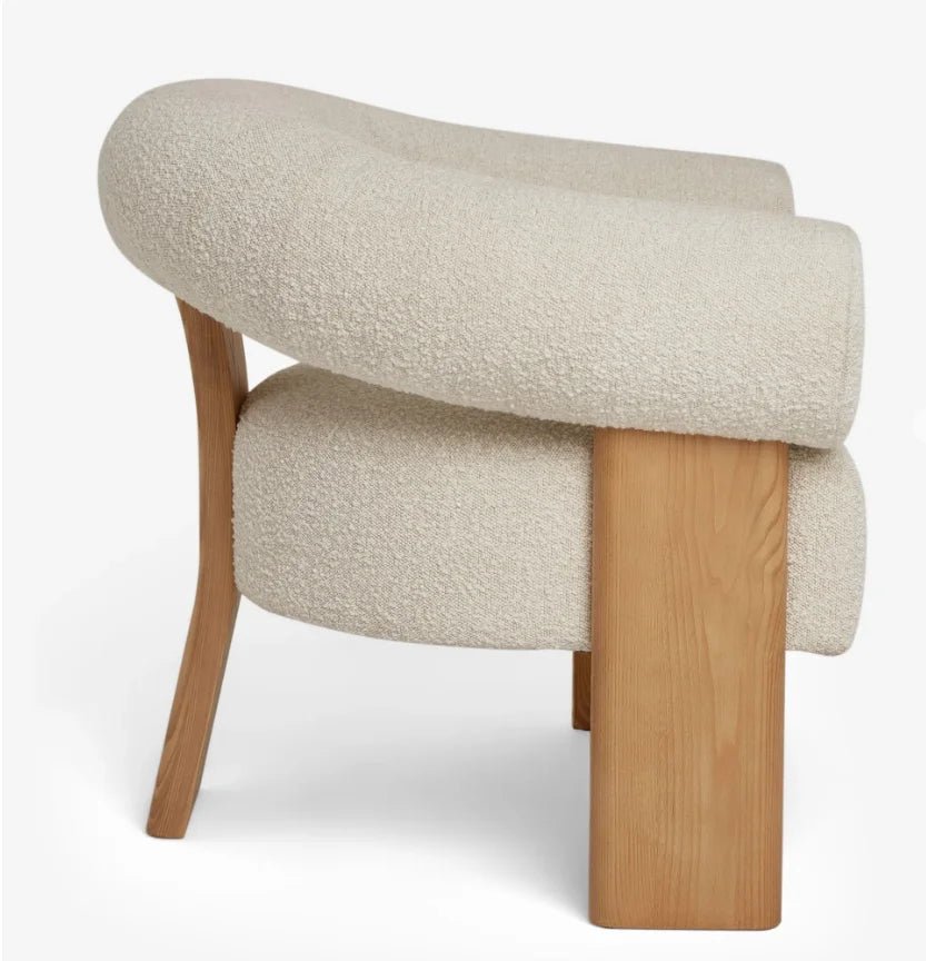 Kaye Natural Wood Boucle Lounge Chair - HAVEN'S HOME