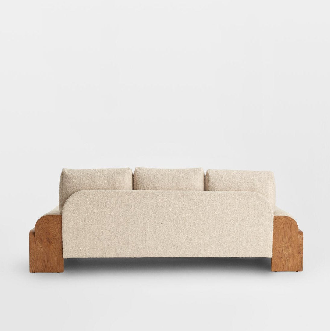 Lucas Upholstered Boucle Natural Wood Sofa Couch - HAVEN'S HOME