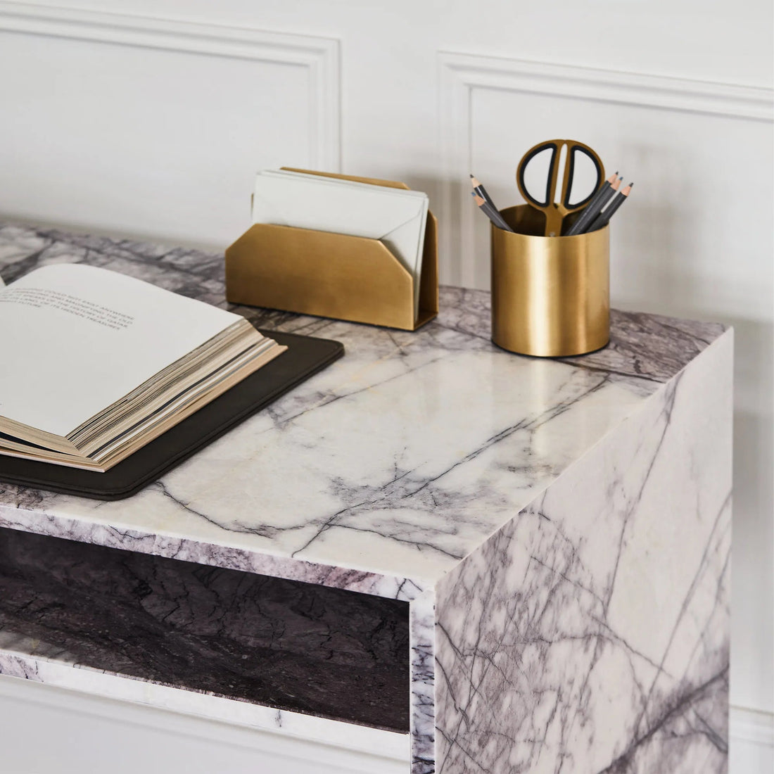 Noah Natural Marble Stone Desk - HAVEN'S HOME