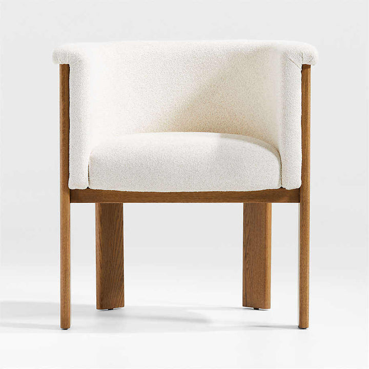 Noah Natural Wood Boucle Dining Chair - HAVEN'S HOME