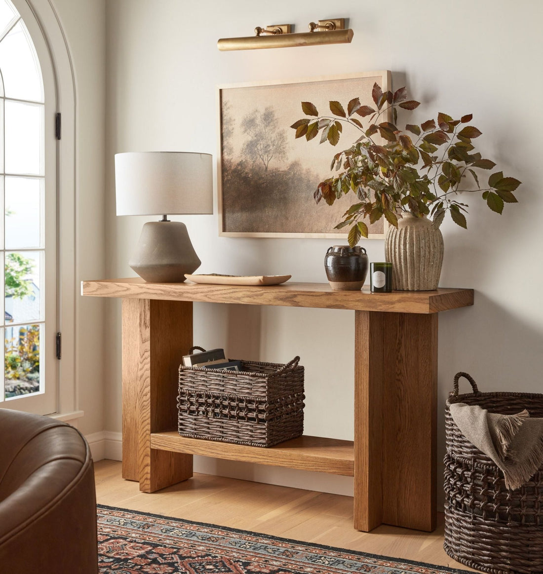 The Aiden Natural Walnut Wood Console - HAVEN'S HOME