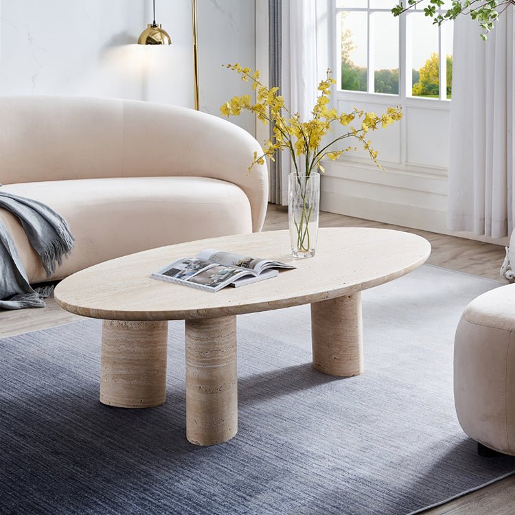 The Ainsley Natural Travertine Coffee Table - HAVEN'S HOME