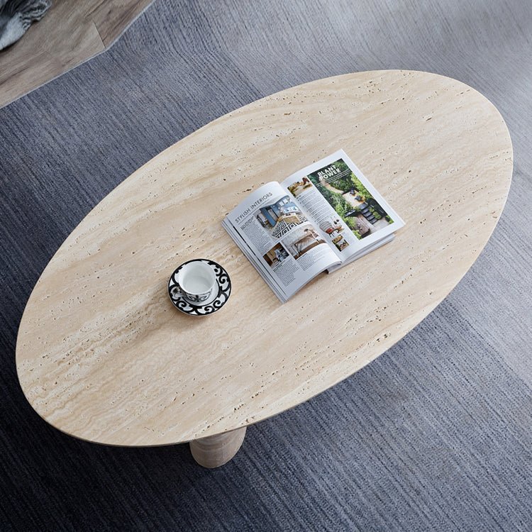 The Ainsley Natural Travertine Coffee Table - HAVEN'S HOME