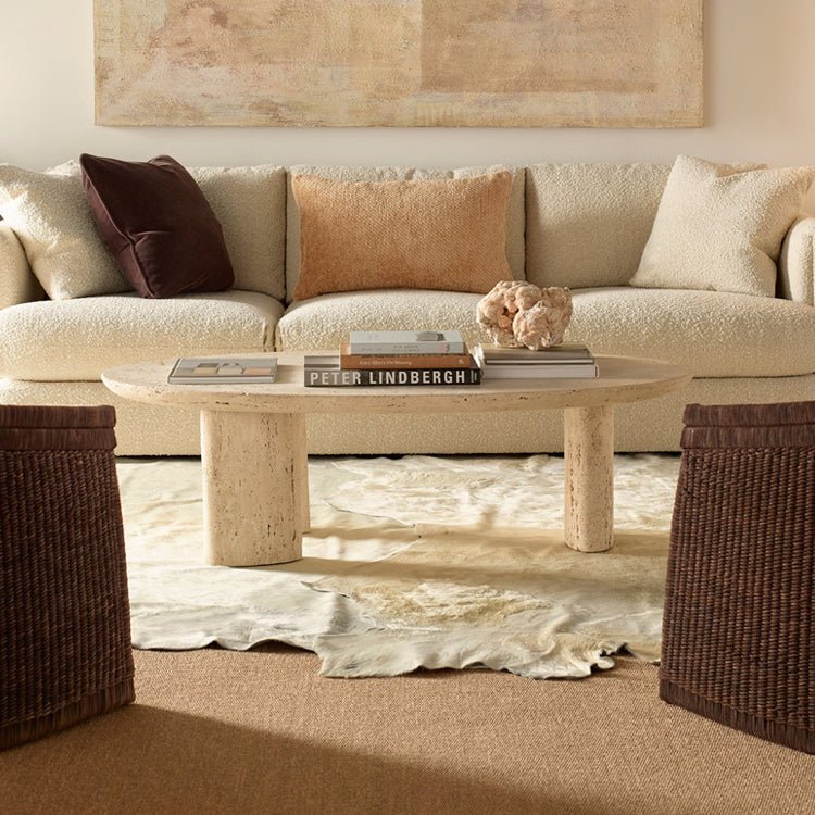 The Ainsley Natural Travertine Coffee Table - HAVEN'S HOME