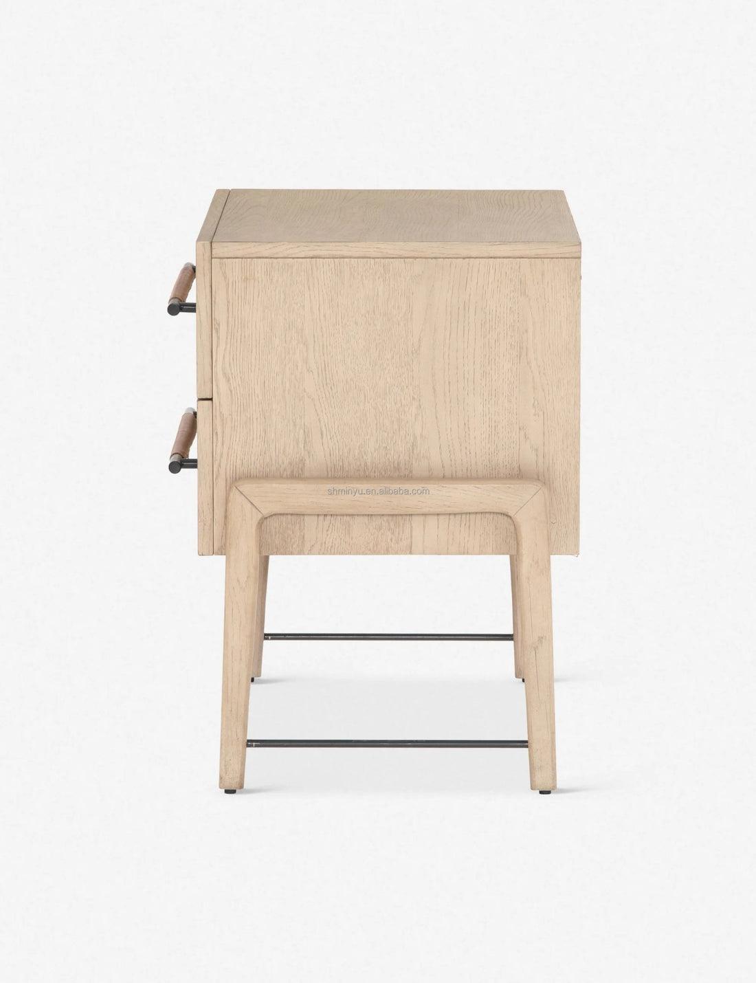 The Avery 2 - Drawer Natural Wood Side Table - HAVEN'S HOME