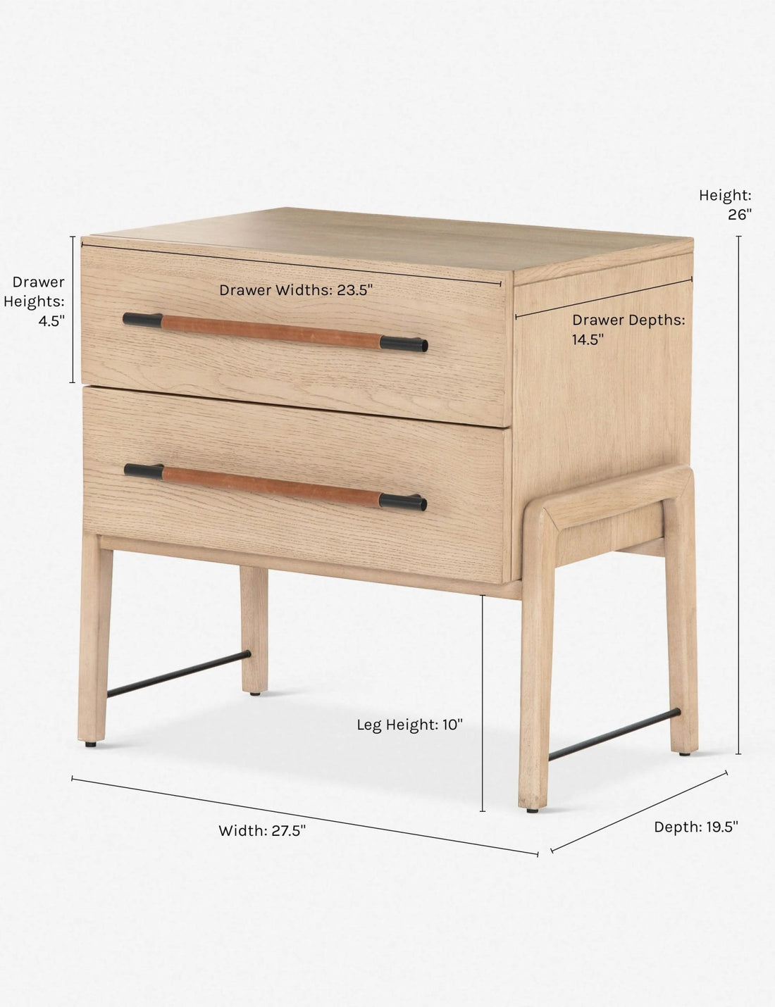 The Avery 2 - Drawer Natural Wood Side Table - HAVEN'S HOME