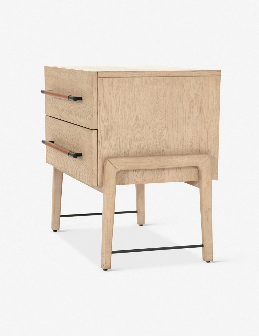 The Avery 2 - Drawer Natural Wood Side Table - HAVEN'S HOME