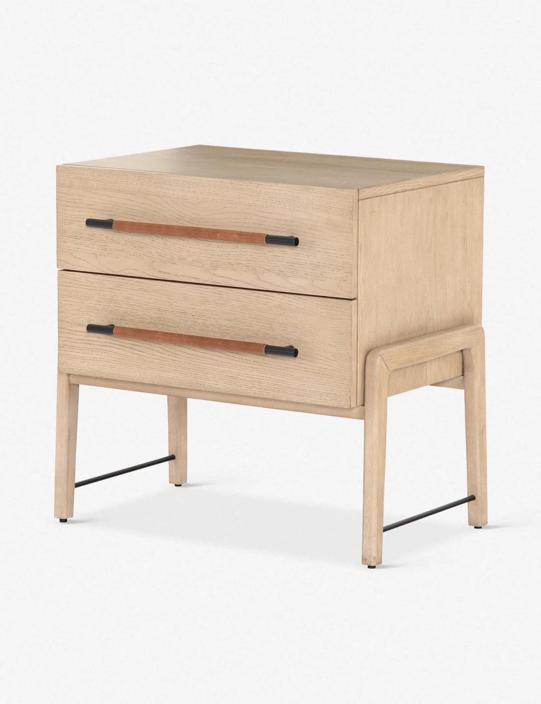 The Avery 2 - Drawer Natural Wood Side Table - HAVEN'S HOME