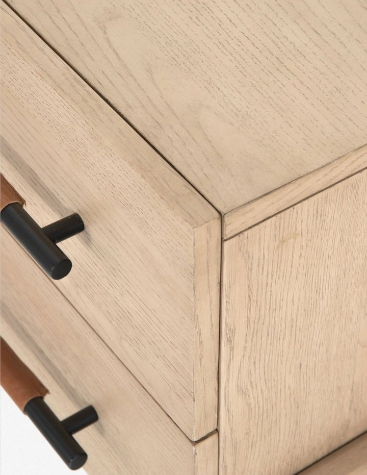 The Avery 2 - Drawer Natural Wood Side Table - HAVEN'S HOME