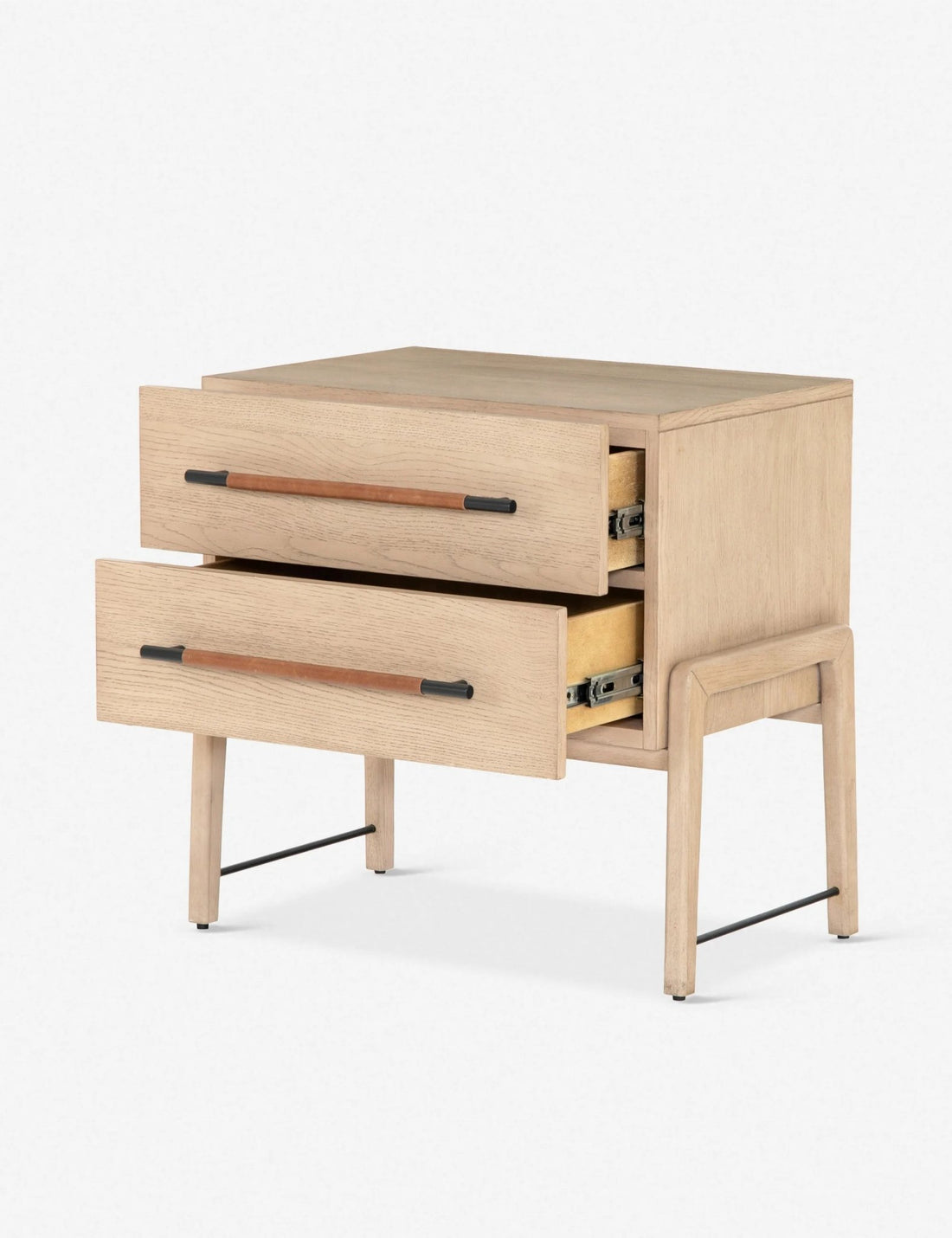 The Avery 2 - Drawer Natural Wood Side Table - HAVEN'S HOME