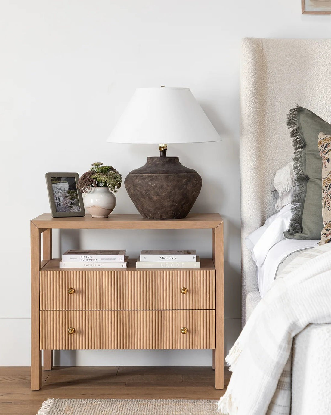 The Blake Natural Lined Wood Side Table - HAVEN'S HOME