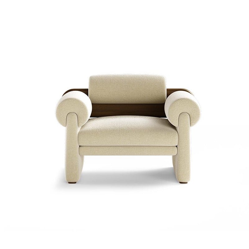 The Blake Natural Wood Boucle Lounge Chair - HAVEN'S HOME