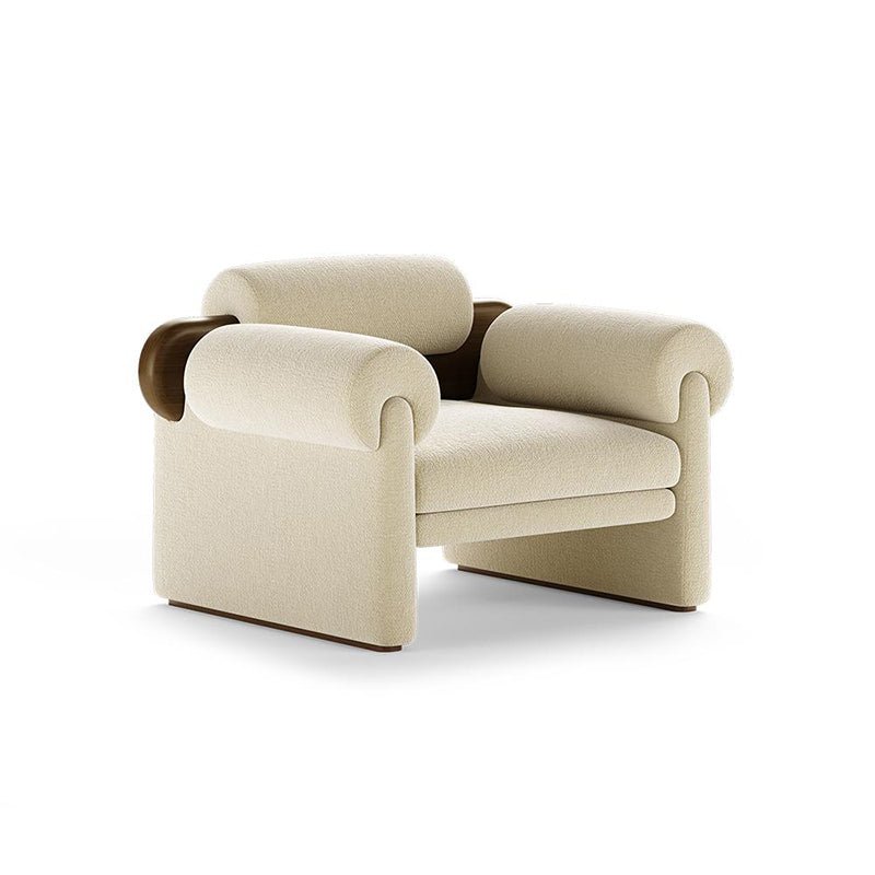 The Blake Natural Wood Boucle Lounge Chair - HAVEN'S HOME