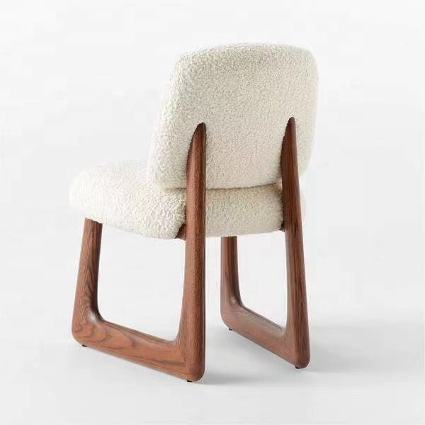 The Cameron Natural Wood Boucle Dining Chair - HAVEN'S HOME