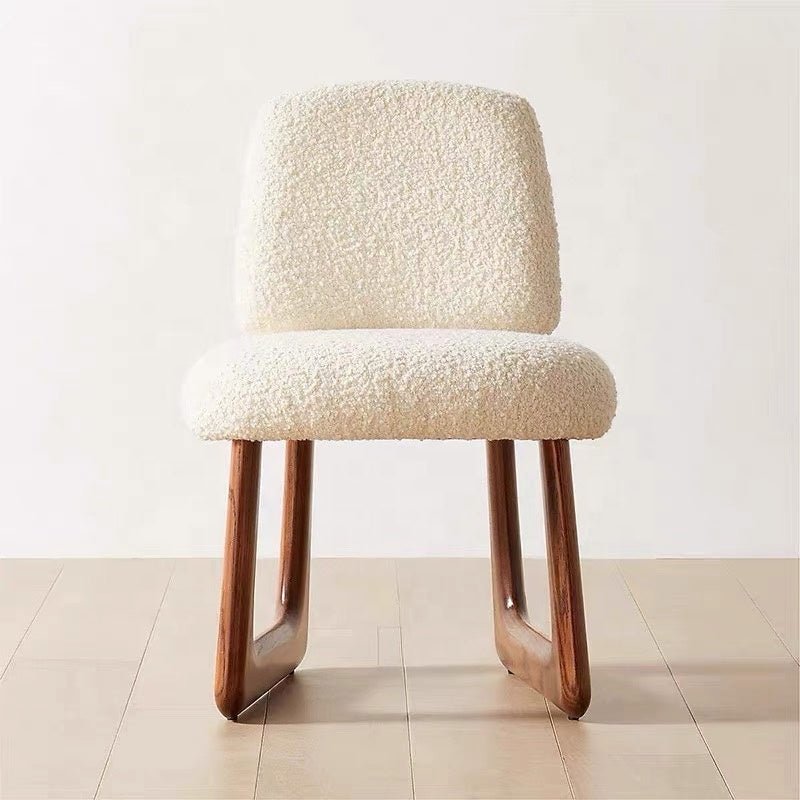 The Cameron Natural Wood Boucle Dining Chair - HAVEN'S HOME