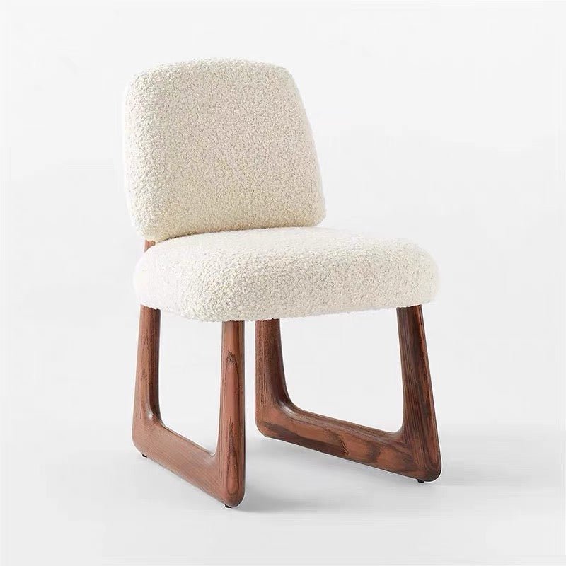 The Cameron Natural Wood Boucle Dining Chair - HAVEN'S HOME