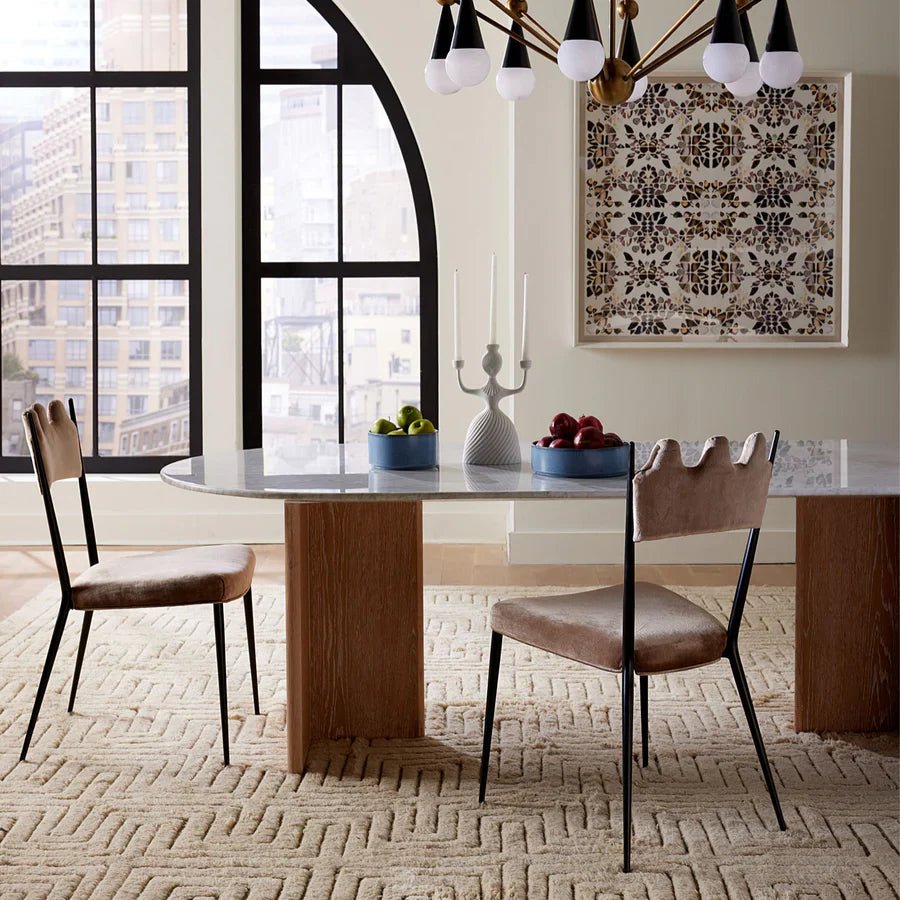 The Carter Natural Marble & Wood Dining Table - HAVEN'S HOME