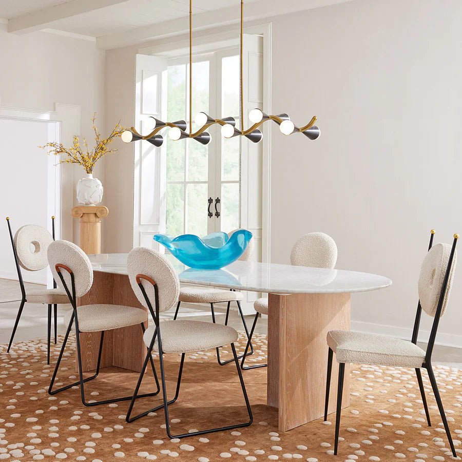 The Carter Natural Marble & Wood Dining Table - HAVEN'S HOME