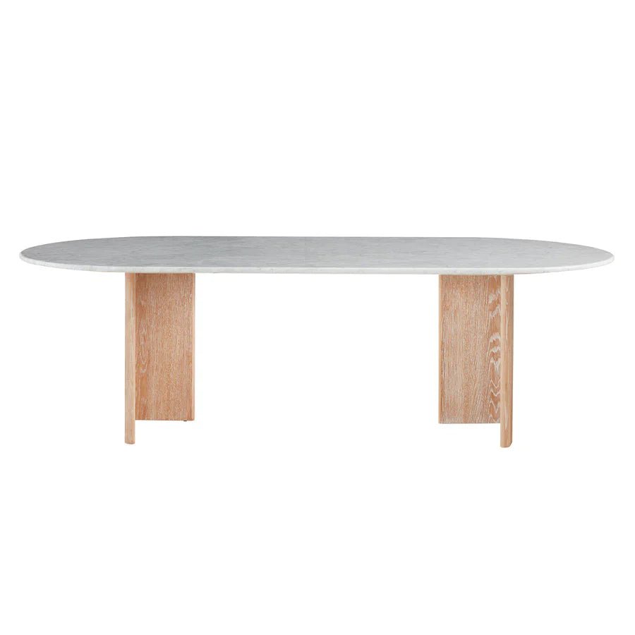 The Carter Natural Marble & Wood Dining Table - HAVEN'S HOME