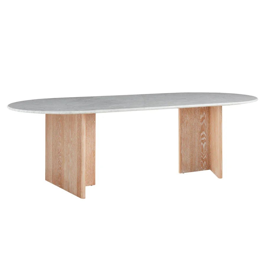 The Carter Natural Marble & Wood Dining Table - HAVEN'S HOME