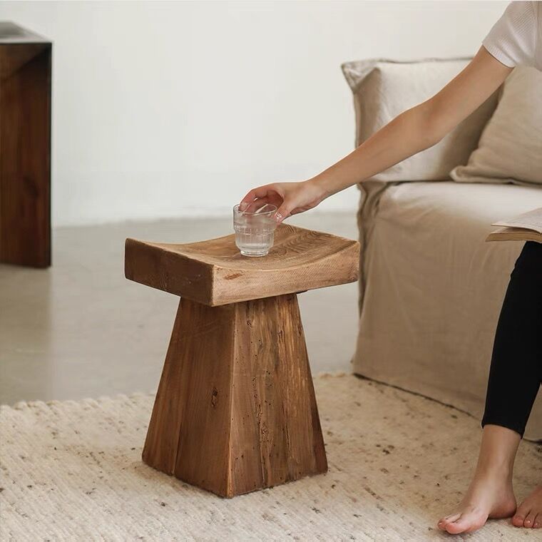 The Drew Natural Wood Side Table - HAVEN'S HOME