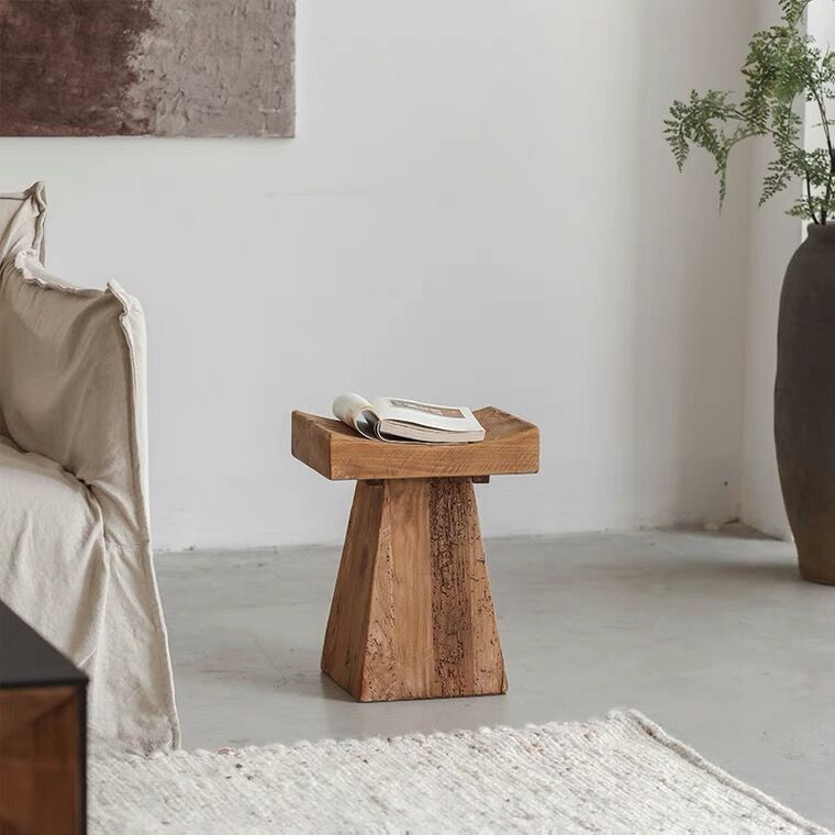 The Drew Natural Wood Side Table - HAVEN'S HOME