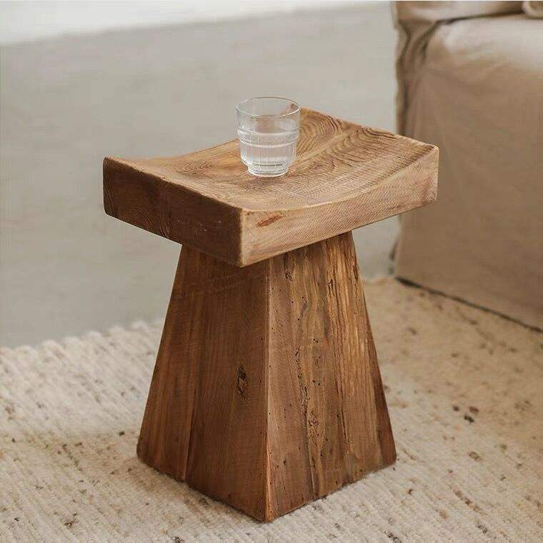 The Drew Natural Wood Side Table - HAVEN'S HOME