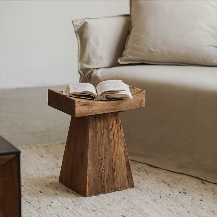 The Drew Natural Wood Side Table - HAVEN'S HOME