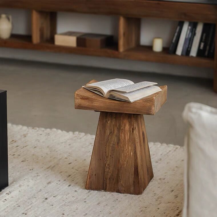 The Drew Natural Wood Side Table - HAVEN'S HOME