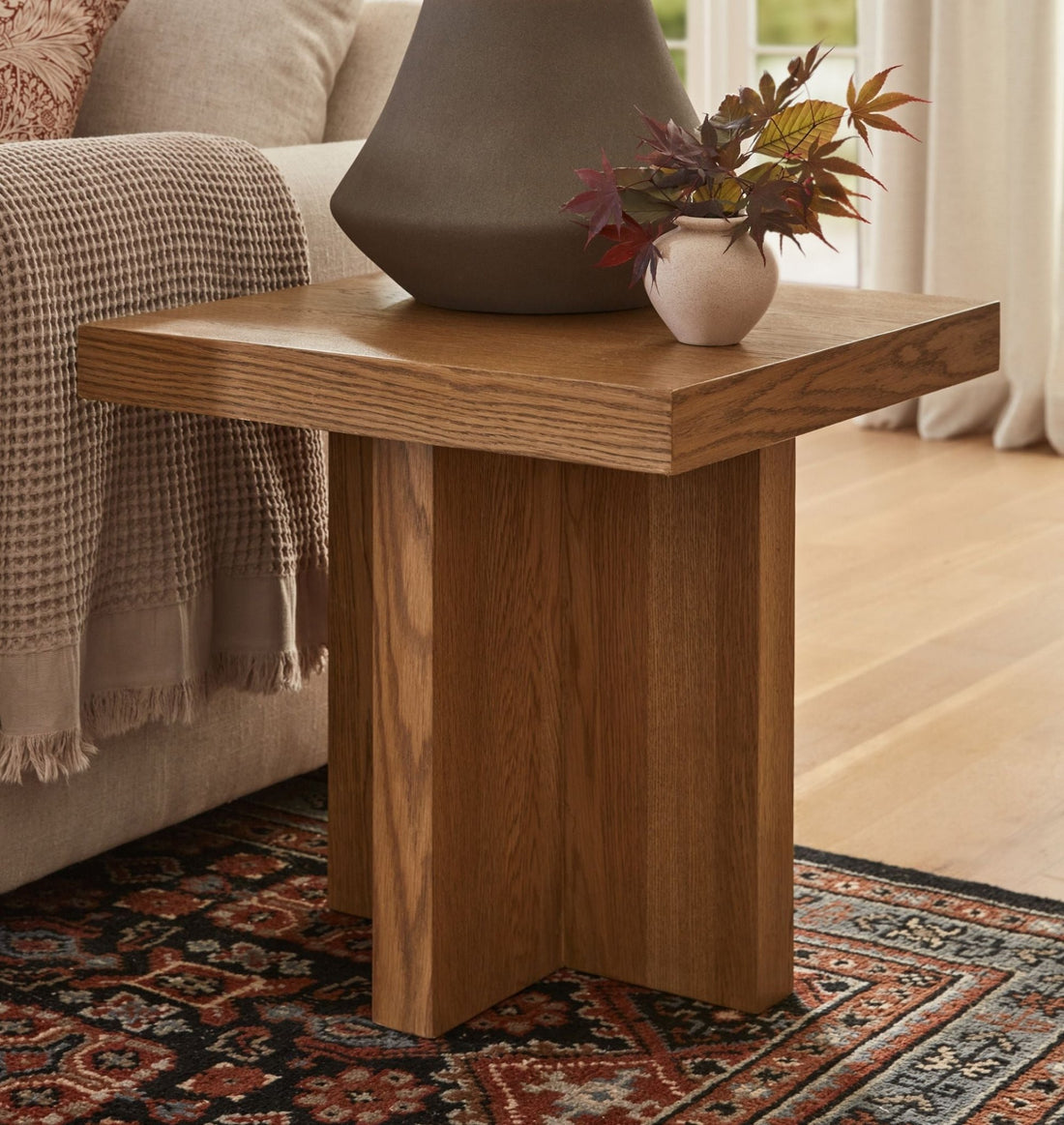 The George Natural Wood Side Table - HAVEN'S HOME