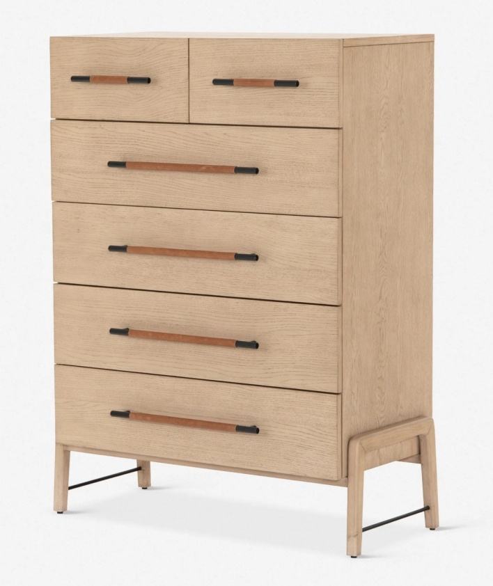 The Hayden 5 - Drawer Natural Wood Dresser - HAVEN'S HOME