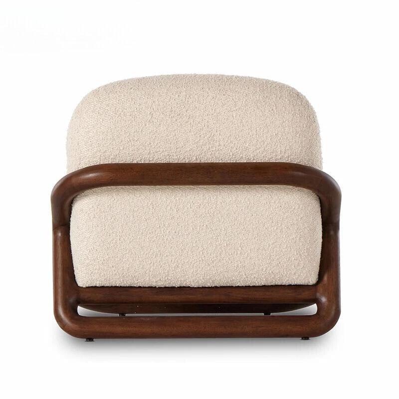 The Milo Natural Wood Boucle Lounge Chair - HAVEN'S HOME