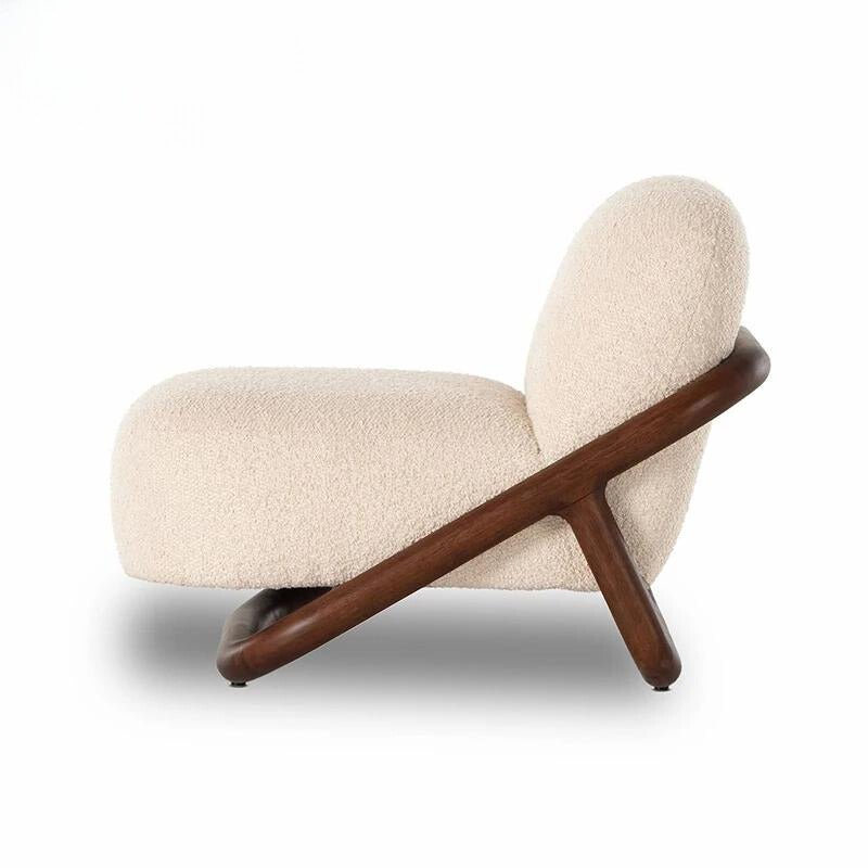 The Milo Natural Wood Boucle Lounge Chair - HAVEN'S HOME