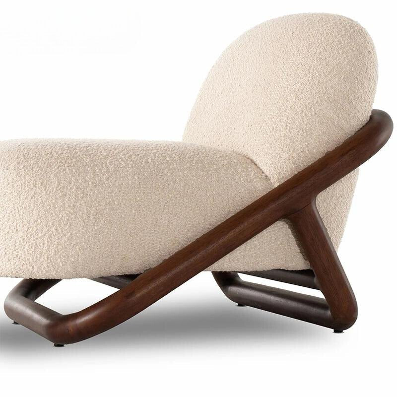 The Milo Natural Wood Boucle Lounge Chair - HAVEN'S HOME