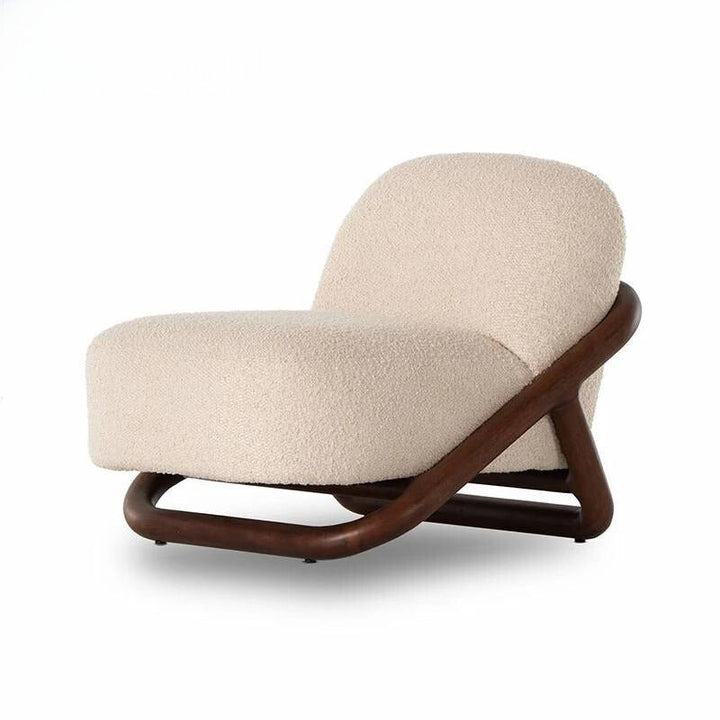 The Milo Natural Wood Boucle Lounge Chair - HAVEN'S HOME