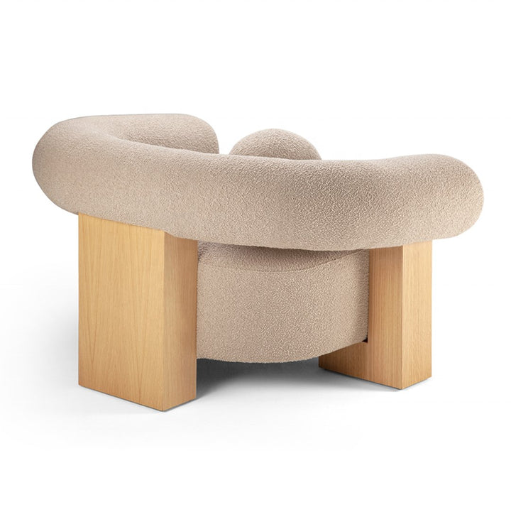 The Noah Natural Wood Boucle Lounge Chair - HAVEN'S HOME